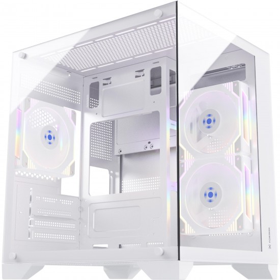 GABINETE GAMER FORTREK CLARITY BRANCO LATERAL VIDRO