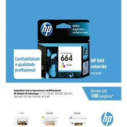 Cartucho de Tinta HP Colorido 664 - Original