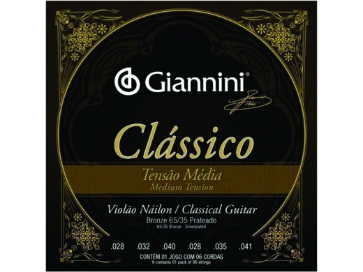 Encordoamento Violão Nylon Média Giannini Clássico 