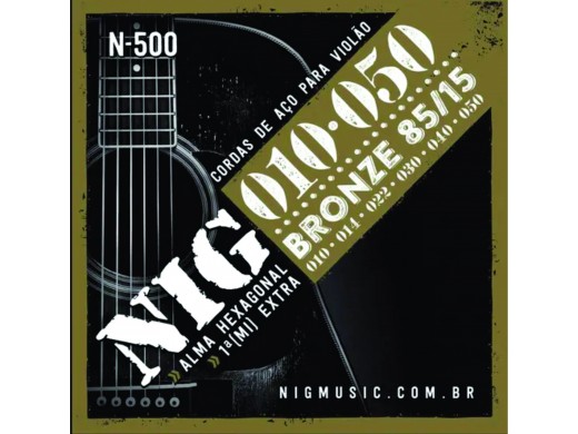 Encordoamento Violão Aço 6 Cordas 010 N500 Bronze 85/15 Nig