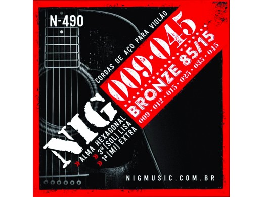 Encordoamento Violão Aço NIG 009 Bronze 85/15 6 Cordas N-490