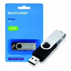 Pen Drive Multilaser Twist 16GB USB 2.0 Leitura 10MB/s e Gravação 3MB/s