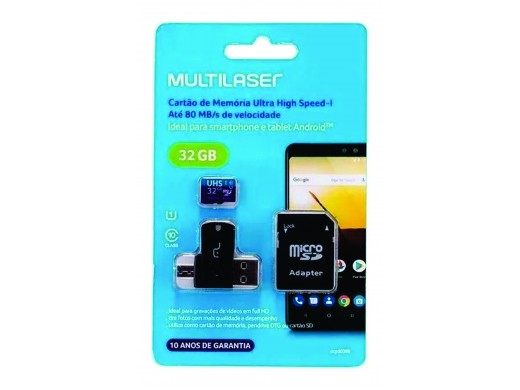 Cartão de memória Multilaser MC151 com adaptador SD 32GB