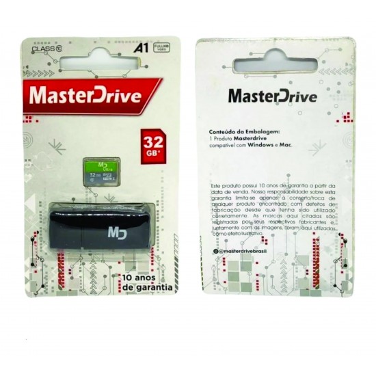 Cartão De Memória 32gb Com Adaptador Usb Masterdrive