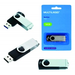 Pen Drive Multilaser Twist 16GB USB 2.0 Leitura 10MB/s e Gravação 3MB/s