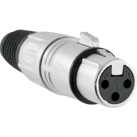 Conector XLR Fêmea 3 Pólos Niquelado HX009F HYX