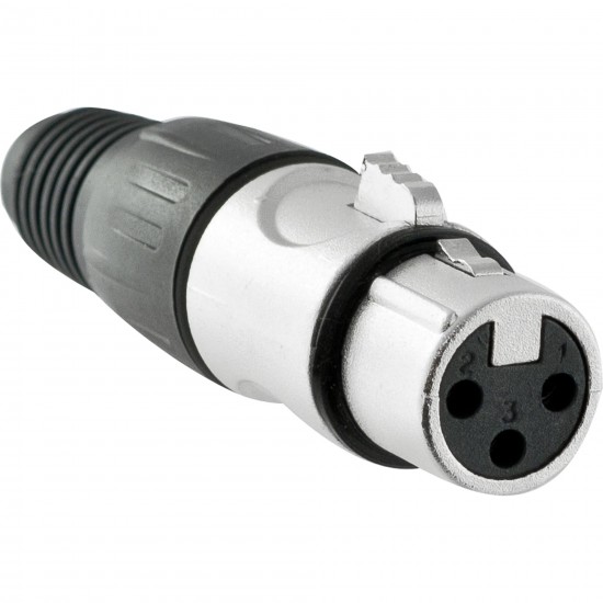Conector XLR Fêmea 3 Pólos Niquelado HX009F HYX