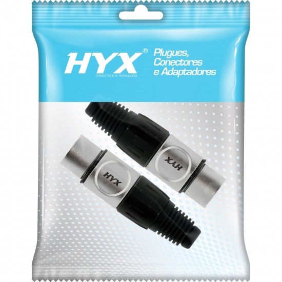 Conector XLR Fêmea 3 Pólos Niquelado HX009F HYX